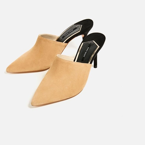 Zara Leather Pointed Heeled Mules EUR 38 - Picture 3 of 8